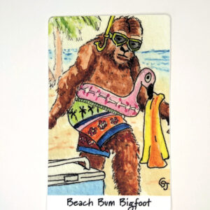 Beach Bum Bigfoot 4 inch vinyl sticker main art
