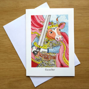 Excowlibur greeting card front mockup