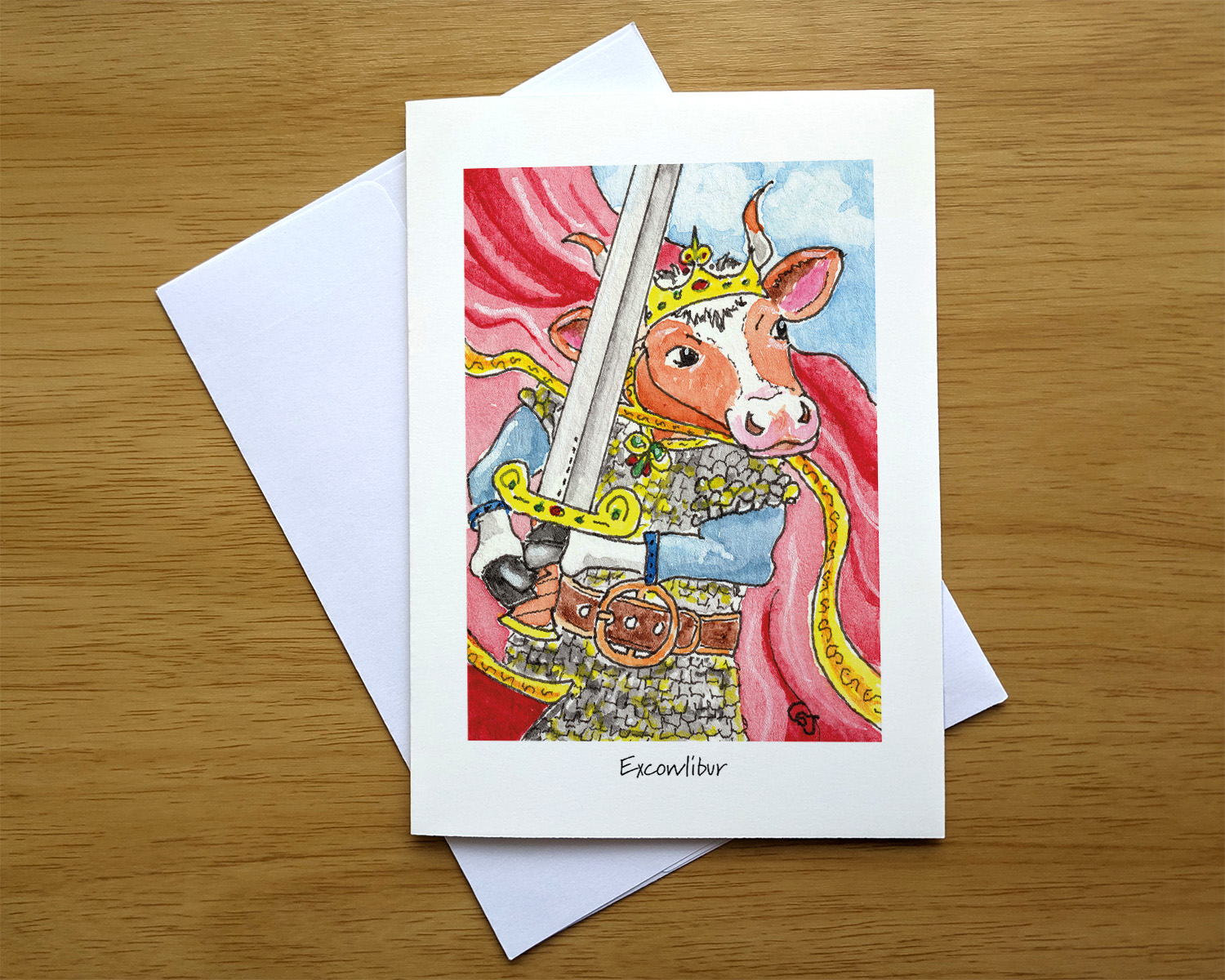 Excowlibur greeting card front mockup Excowlibur greeting card front mockup