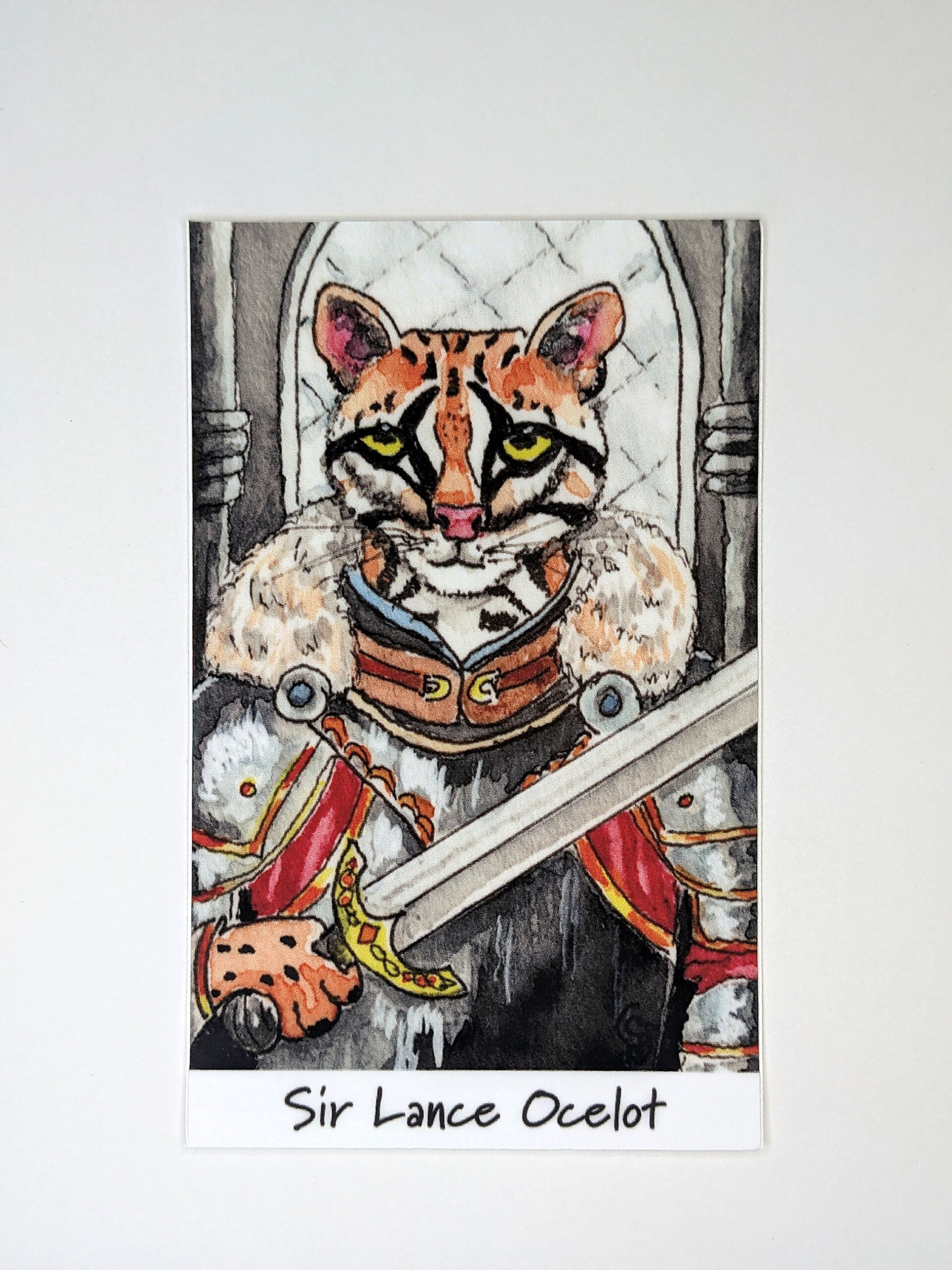Sir Lance Ocelot 4 inch vinyl sticker main art Sir Lance Ocelot 4 inch vinyl sticker main art