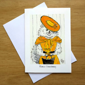 Front of Bianca Chardonnay greeting card. Art by Colleen Scott-Jackson