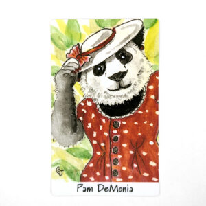 Pam DeMonia 4 inch vinyl sticker. Art by Colleen Scott-Jackson.