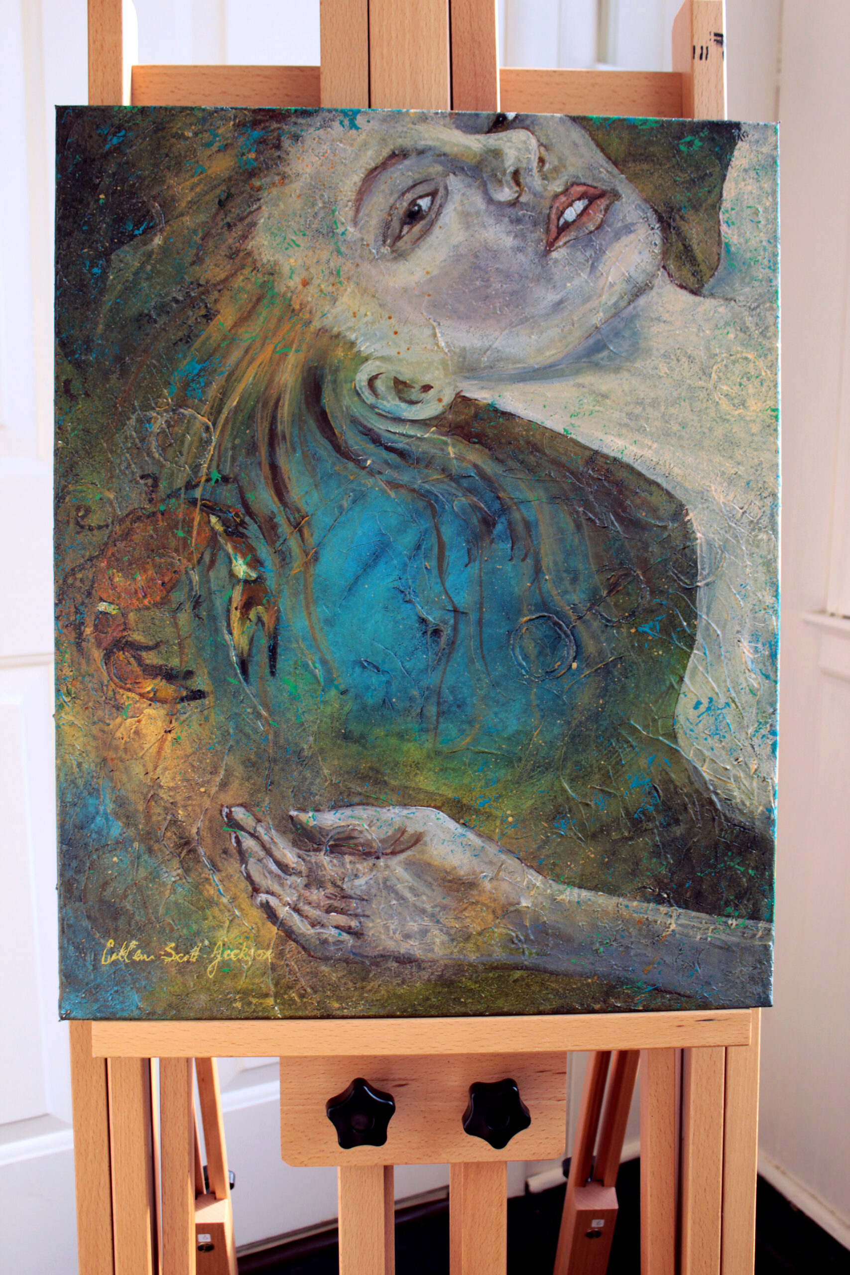 Primal Passages acrylic painting on an easel Primal Passages acrylic painting on an easel