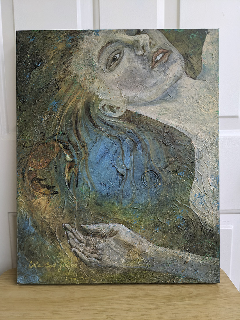 Primal Passages acrylic painting on an table Primal Passages acrylic painting on an table