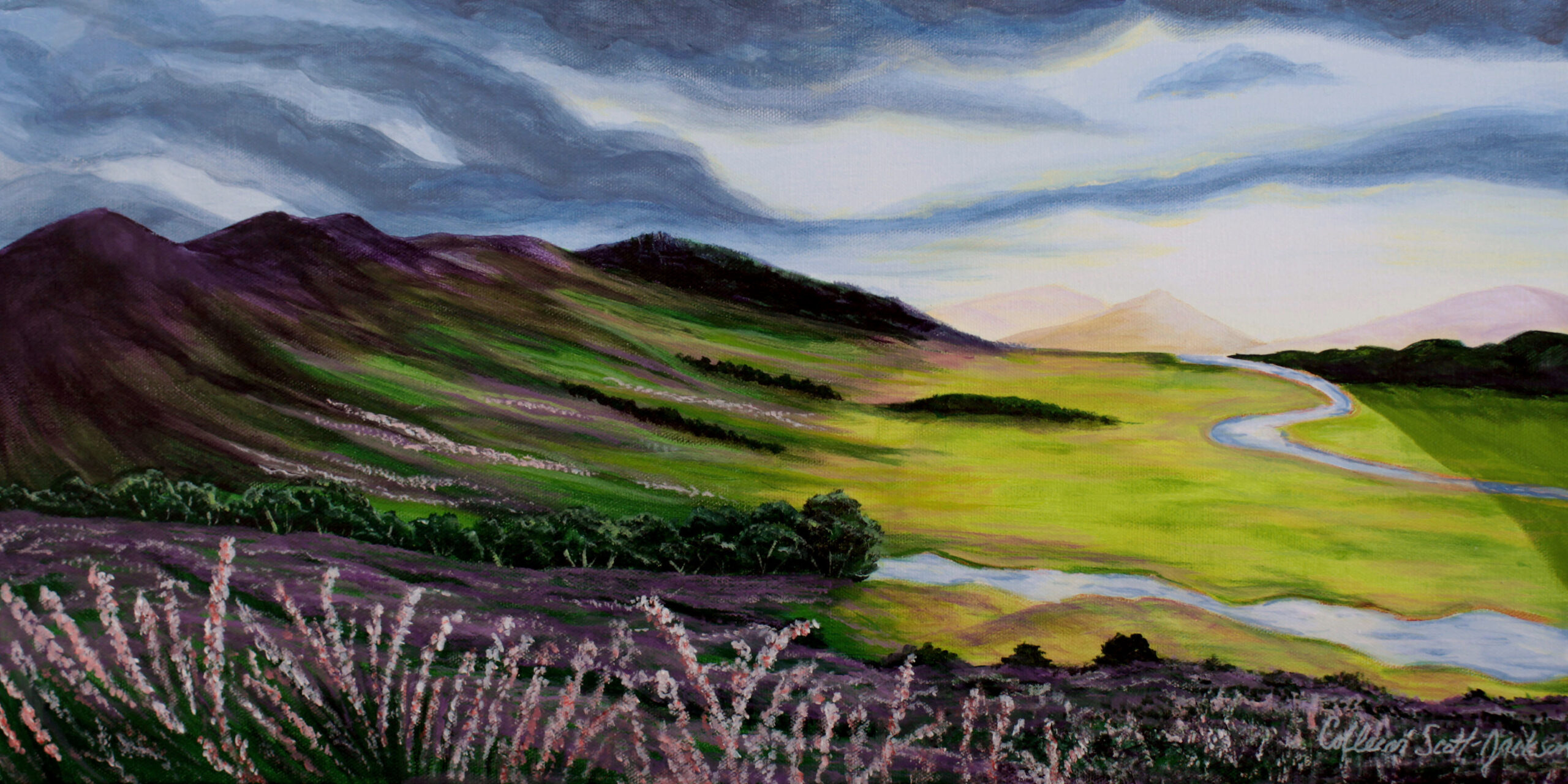 Scottish Heather Acrylic 12 inch x 24 inch painting Scottish Heather Acrylic 12 inch x 24 inch painting