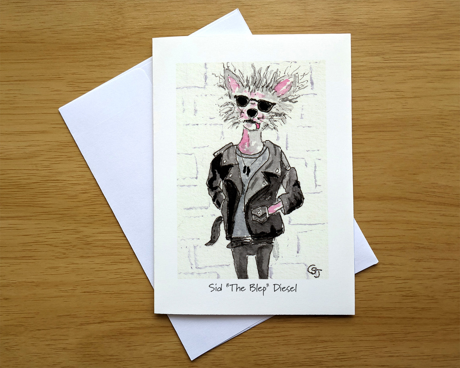 Sid "The Blep" Diesel greeting card front Sid "The Blep" Diesel greeting card front