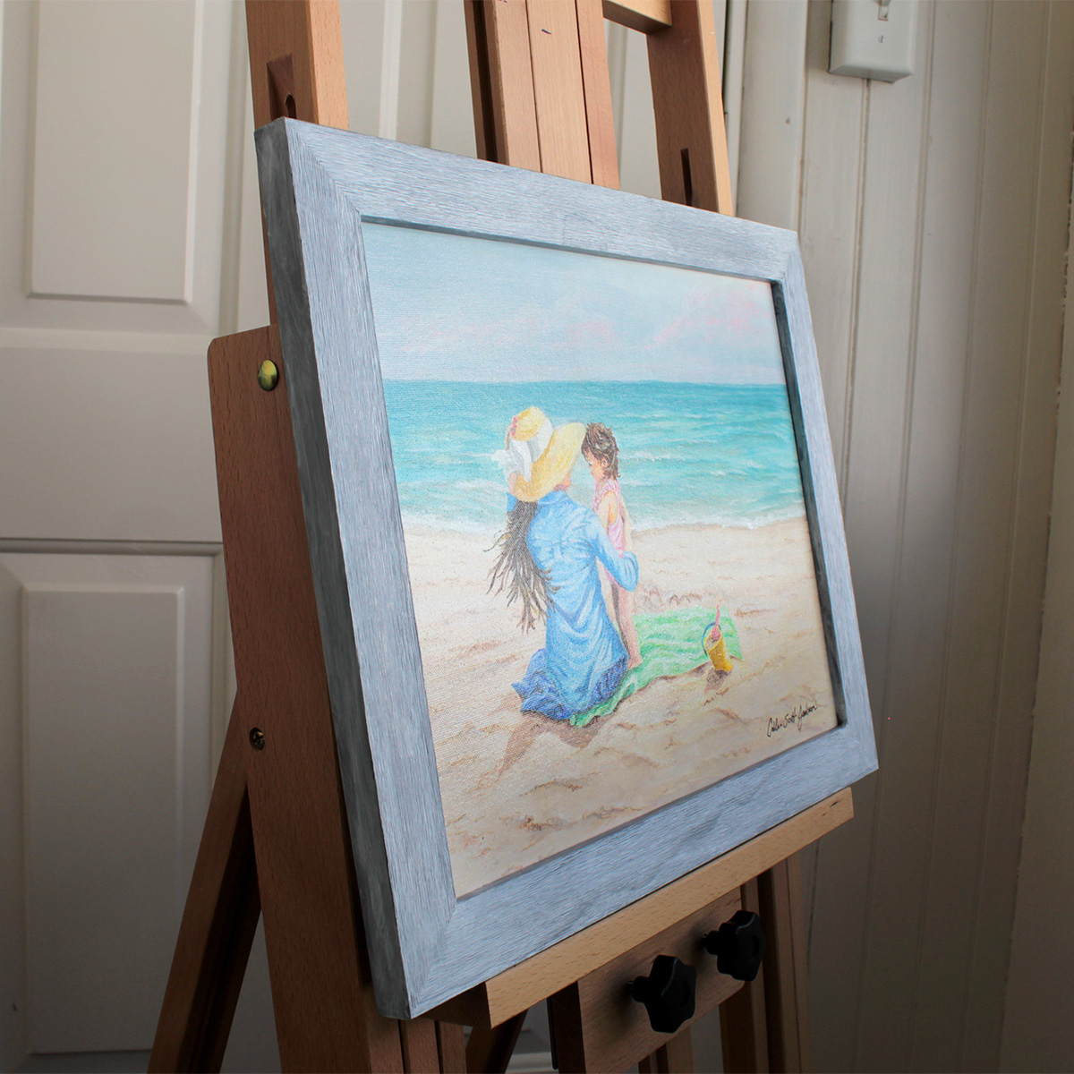 Side view of Tender Winds acrylic painting showing side of frame Side view of Tender Winds acrylic painting showing side of frame