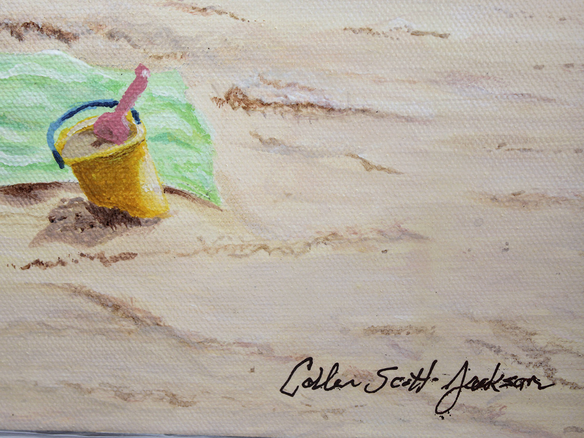 Detail of Tender Winds acrylic painting showing signature of artist Colleen Scott_Jackson Detail of Tender Winds acrylic painting showing signature of artist Colleen Scott_Jackson