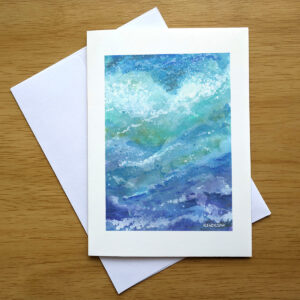 "Tumultuous" watercolor painting by Kathleen Jackson as a print on a greeting card front