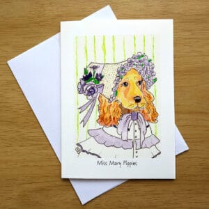 Mary Puppins greeting card front. Art by Colleen Scott-Jackson