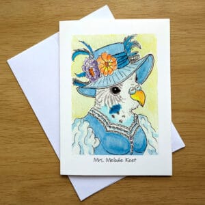 Mrs. Melodie Keet greeting card front. Art by Colleen Scott-Jackson