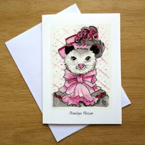 Penelope Possum greeting card front. Art by Colleen Scott-Jackson