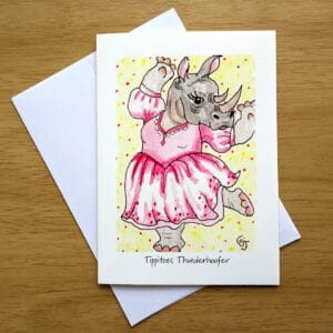 Tippietoes Thunderhoofer greeting card front. Art by Colleen Scott-Jackson